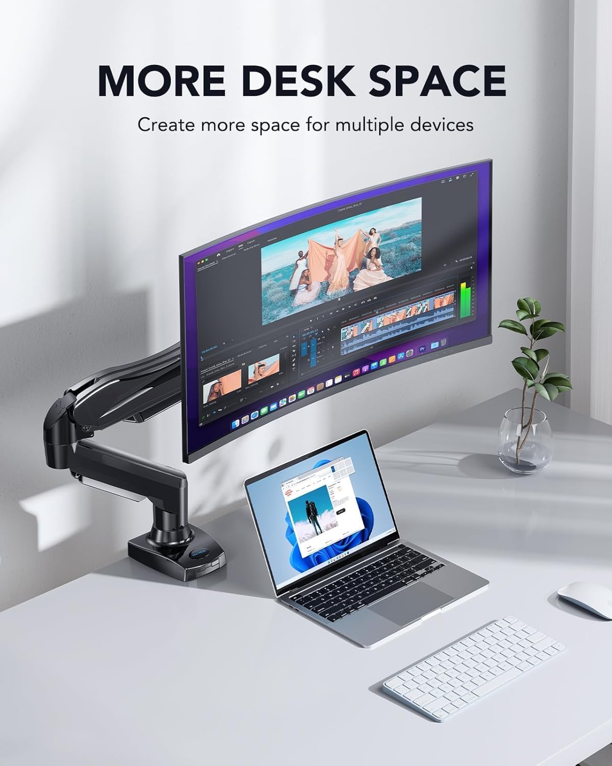 Single Monitor Arm 13 to 32 Inch Desk Mount Adjustable Stand VESA HUANUO