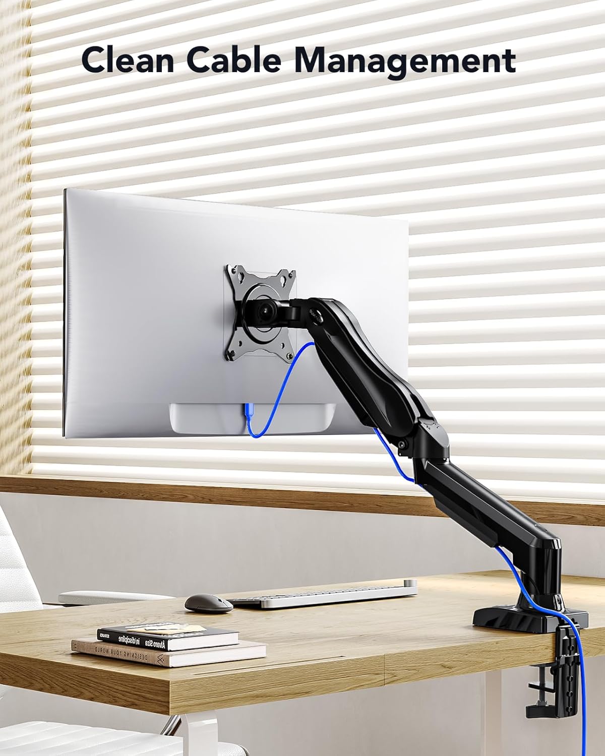 Single Monitor Arm 13 to 32 Inch Desk Mount Adjustable Stand VESA HUANUO