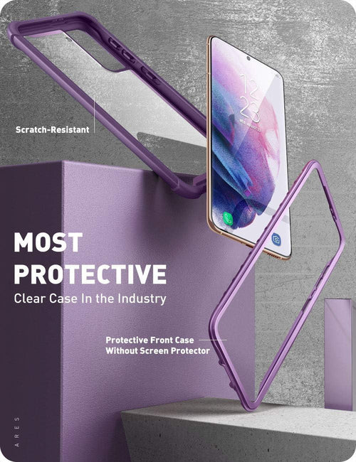 Galaxy S21 Case 6.2 Inch Rugged Clear Shockproof Bumper Purple i-Blason Ares